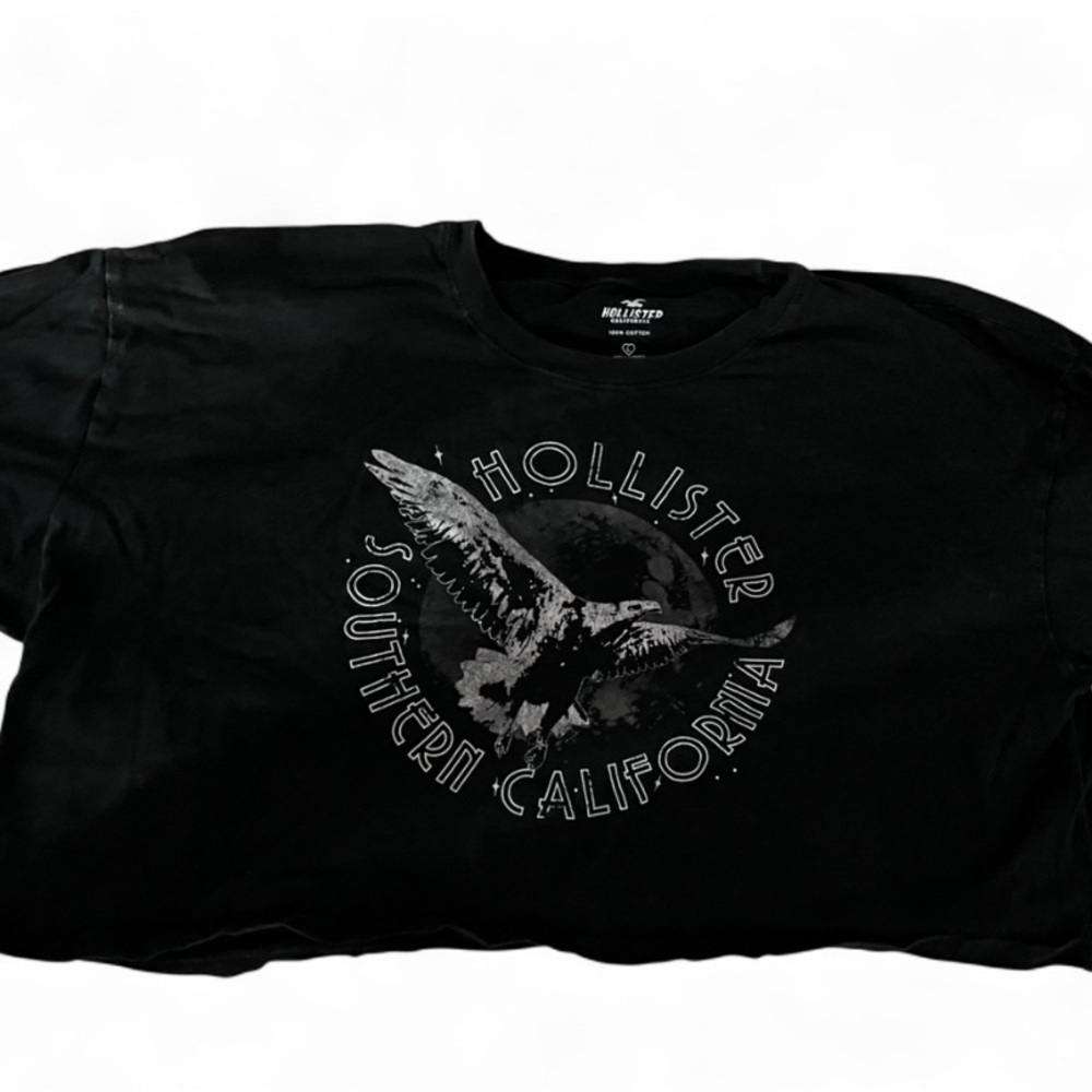 Hollister Black T-Shirt with Eagle Design
